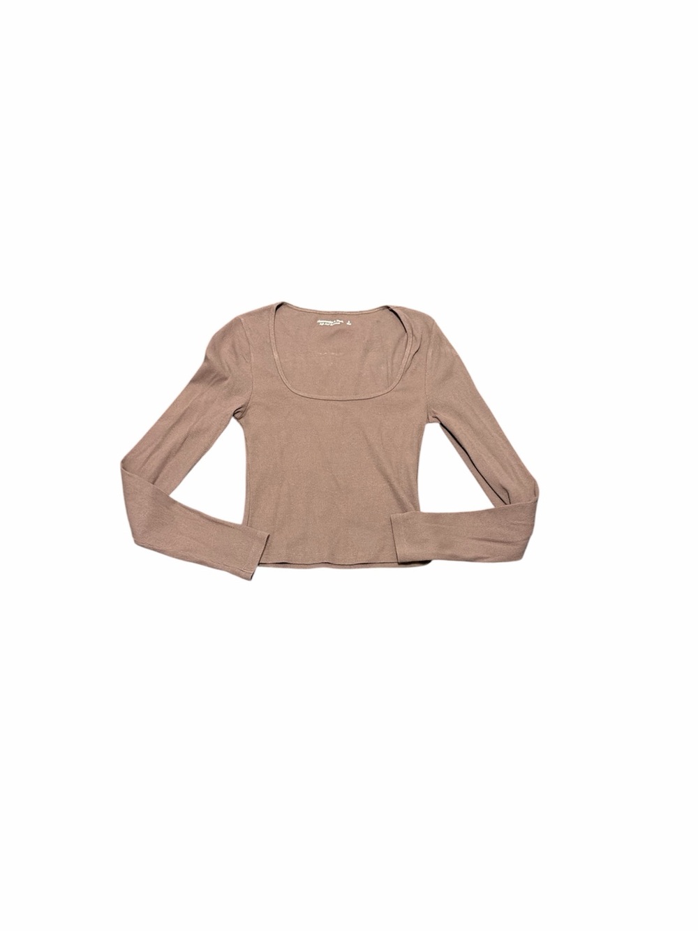 Abercrombie & Fitch Brown long sleeve scoop neck crop top